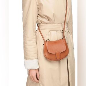 JIL SANDER small crescent saddle bag crossbody leather bag in toffee